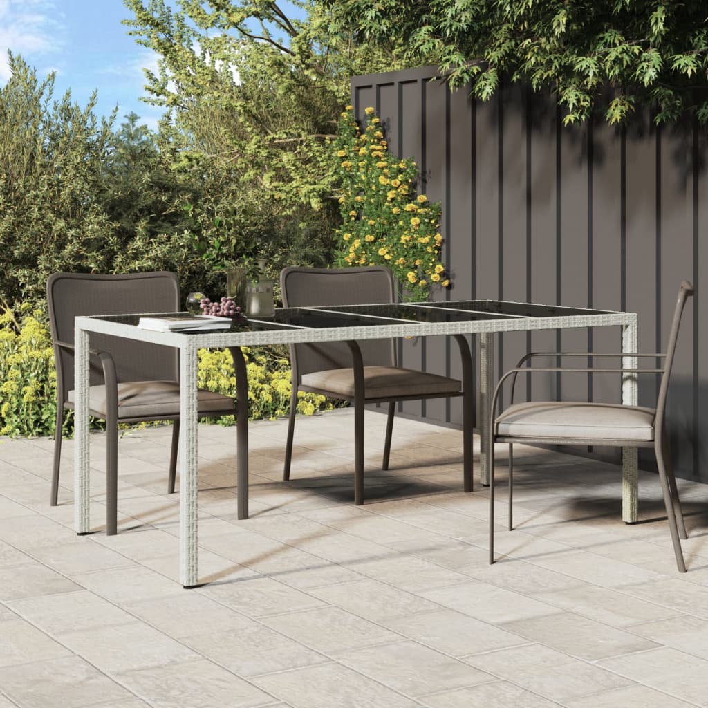 vidaXL Tuintafel 190x90x75 cm gehard glas en poly rattan wit