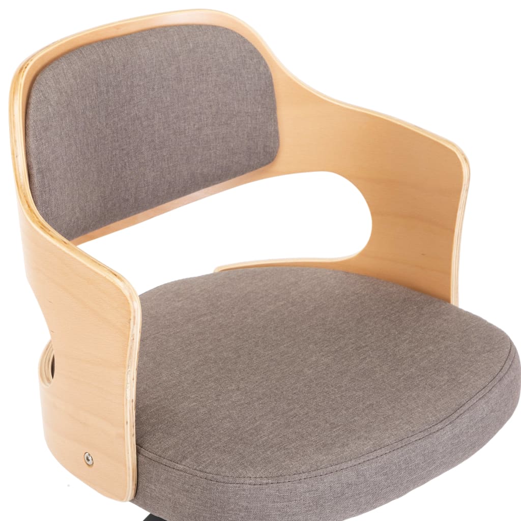 vidaXL Kantoorstoel draaibaar gebogen hout en stof taupe