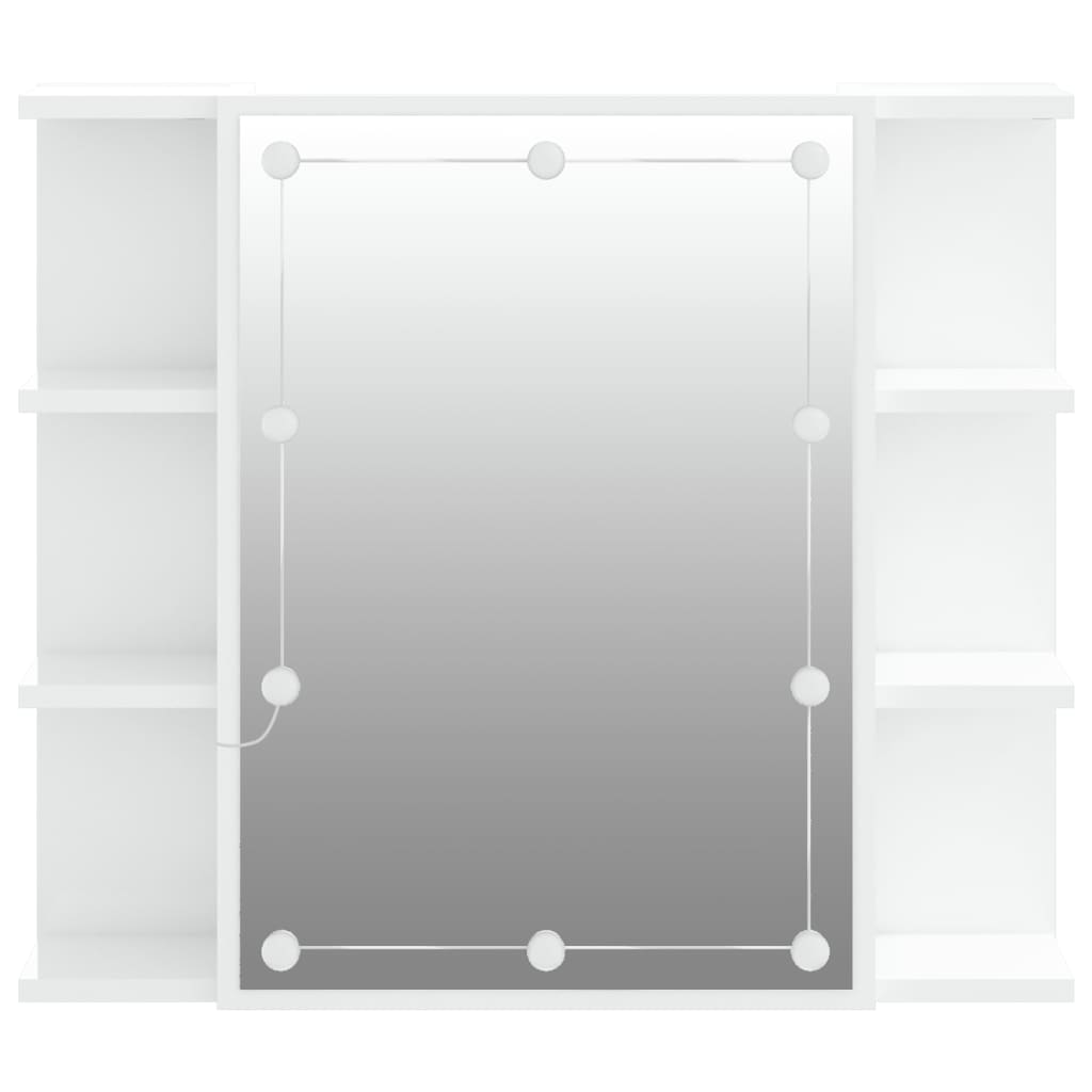 vidaXL Spiegelkast met LED-verlichting 70x16,5x60 cm hoogglans wit
