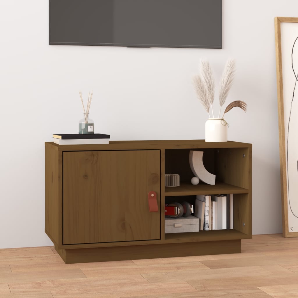 vidaXL Tv-meubel 70x34x40 cm massief grenenhout honingbruin