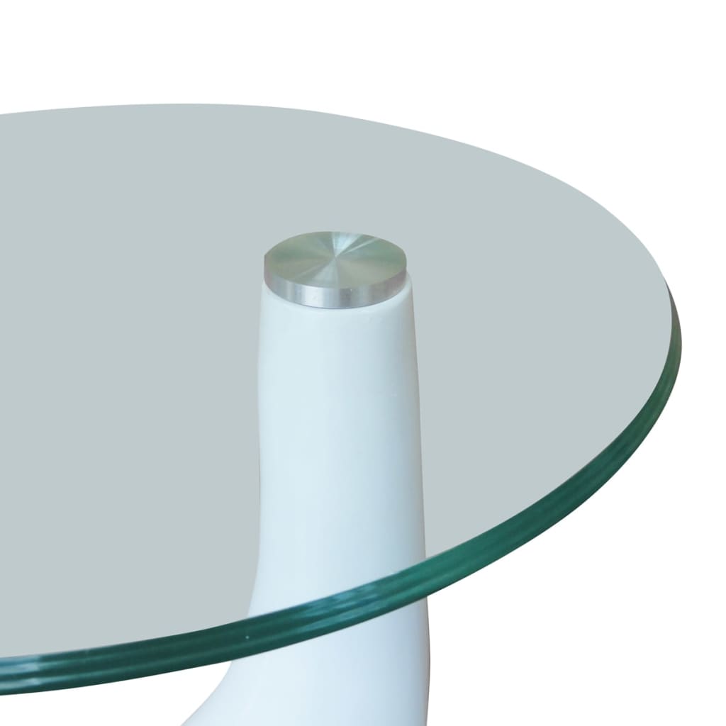 vidaXL Salontafel met rond glazen tafelblad hoogglans wit