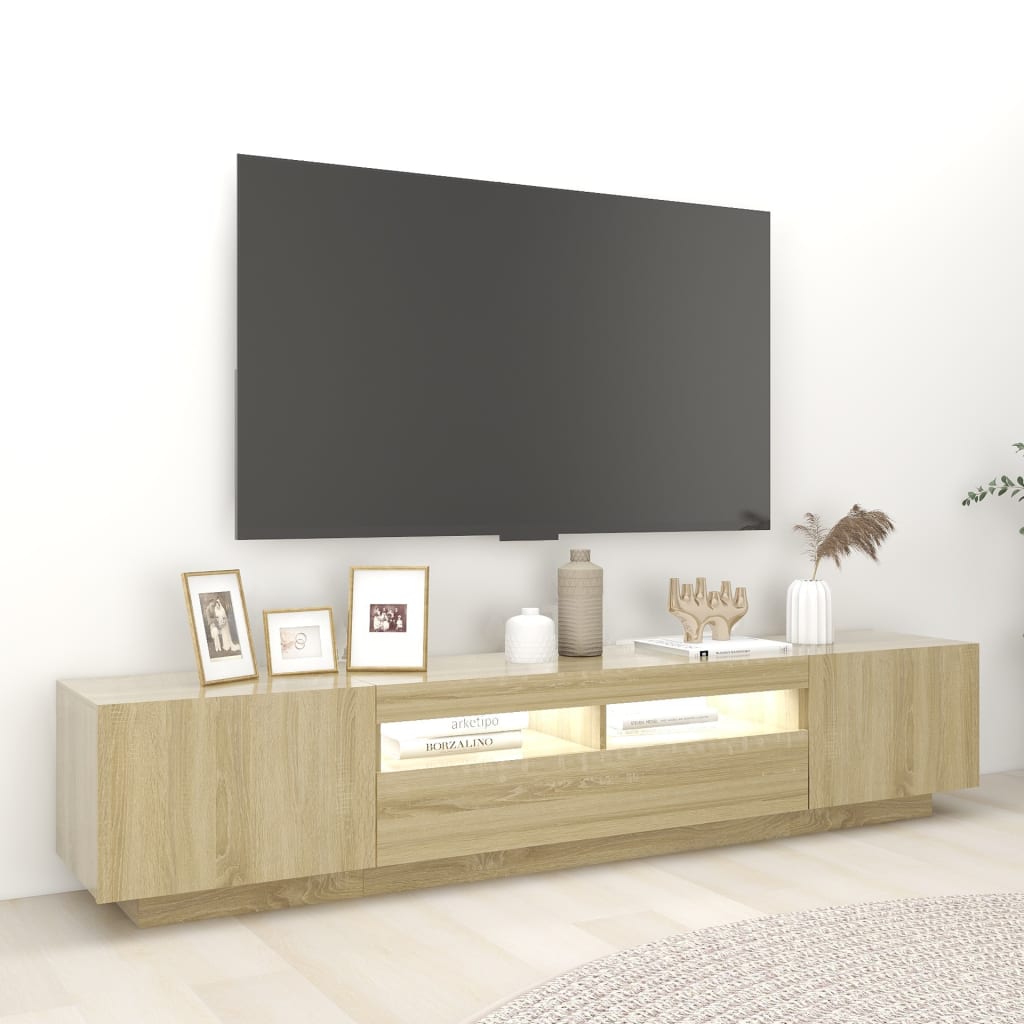 vidaXL Tv-meubel met LED-verlichting 200x35x40 cm sonoma eikenkleurig