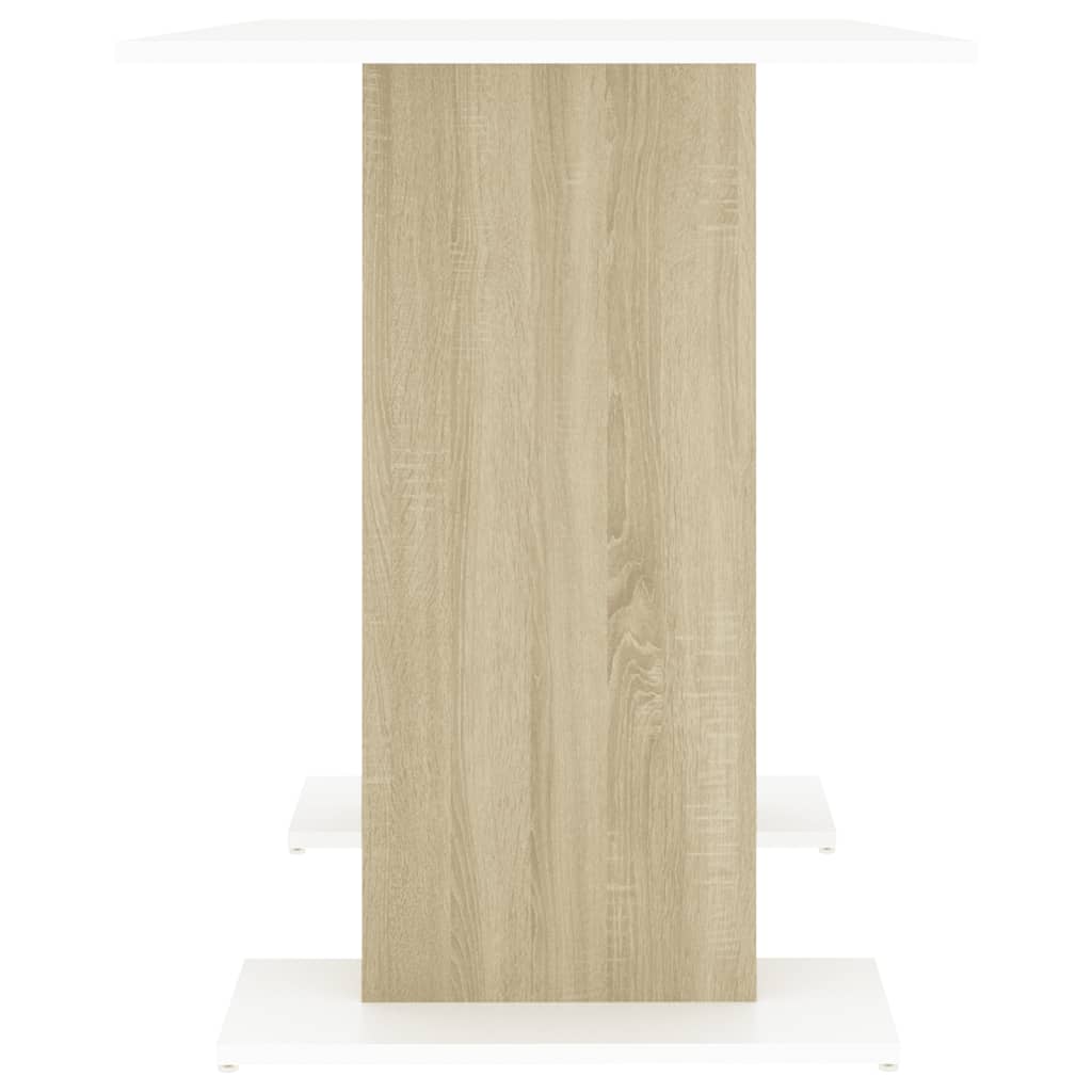 vidaXL Eettafel 110x60x75 cm bewerkt hout wit en sonoma eikenkleurig