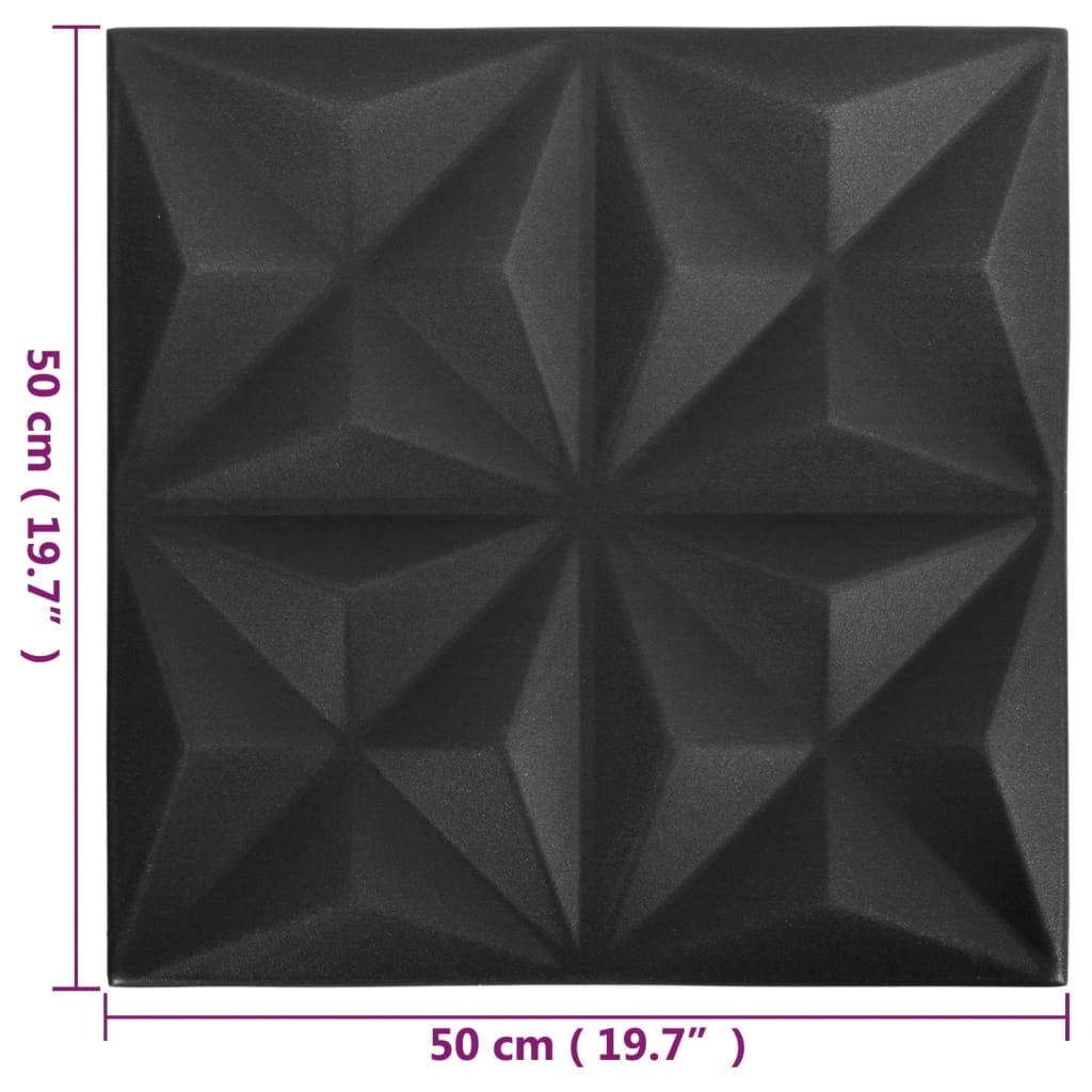 vidaXL 24 st Wandpanelen 3D origami 6 m² 50x50 cm zwart