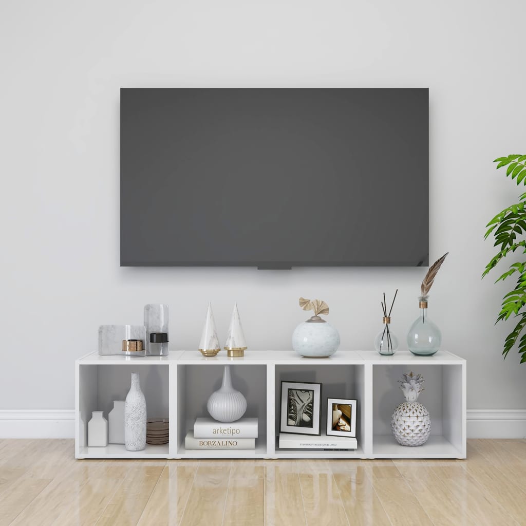 vidaXL Tv-meubel 37x35x37 cm spaanplaat hoogglans wit