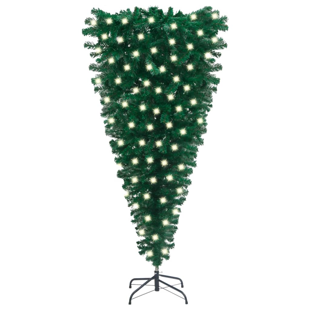 vidaXL Kunstkerstboom met verlichting ondersteboven 150 cm groen