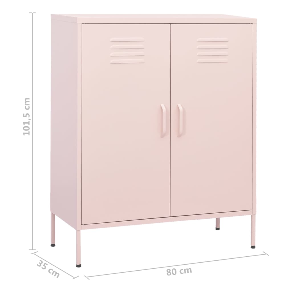 vidaXL Opbergkast 80x35x101,5 cm staal roze