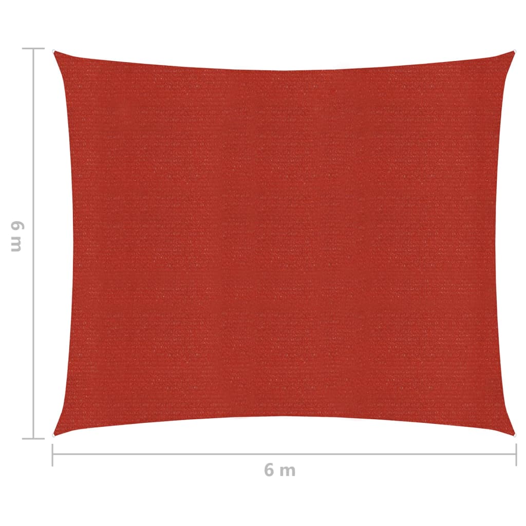 vidaXL Zonnezeil 160 g/m² 6x6 m HDPE rood