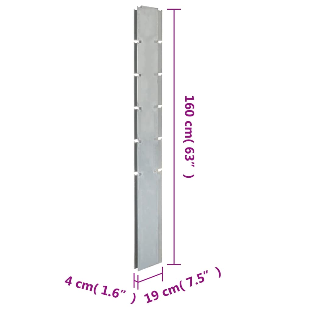 vidaXL Schanskorfpaal 160 cm gegalvaniseerd staal zilverkleurig