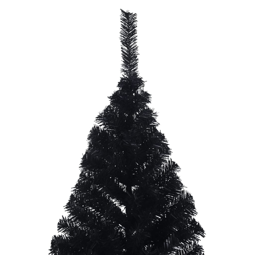vidaXL Kunstkerstboom met standaard half 210 cm PVC zwart