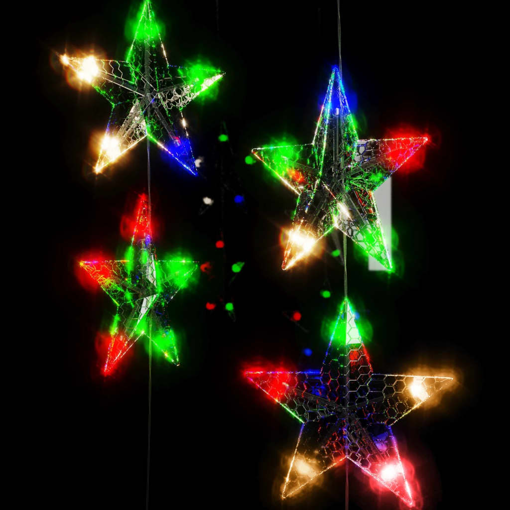 vidaXL Lichtsnoergordijn sterren met 500 LED's 8 functies meerkleurig