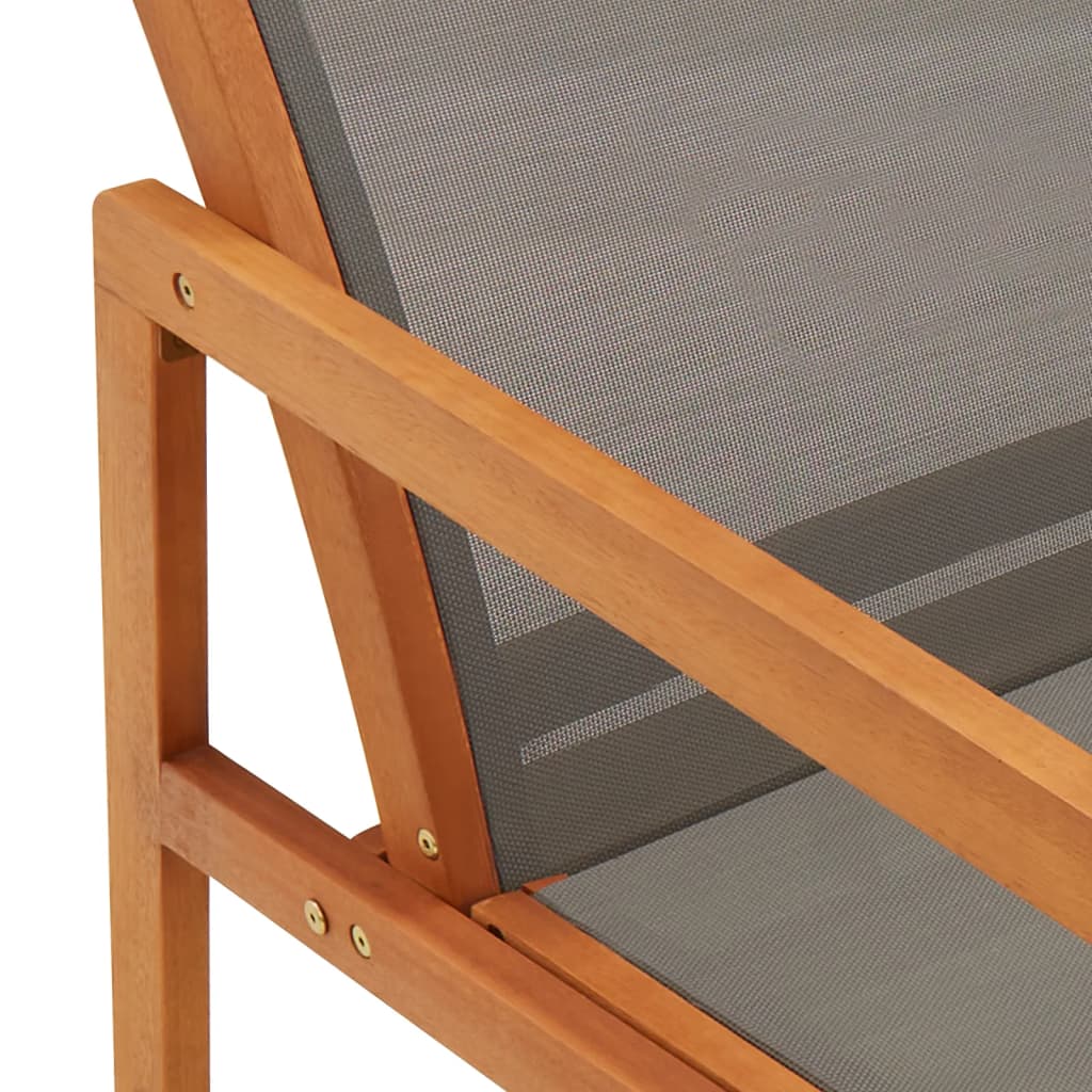 vidaXL Loungestoel massief eucalyptushout en textileen grijs