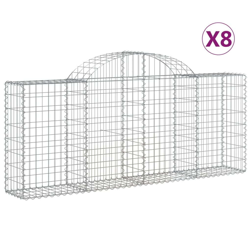 vidaXL Schanskorven 8 st gewelfd 200x30x80/100 cm gegalvaniseerd ijzer