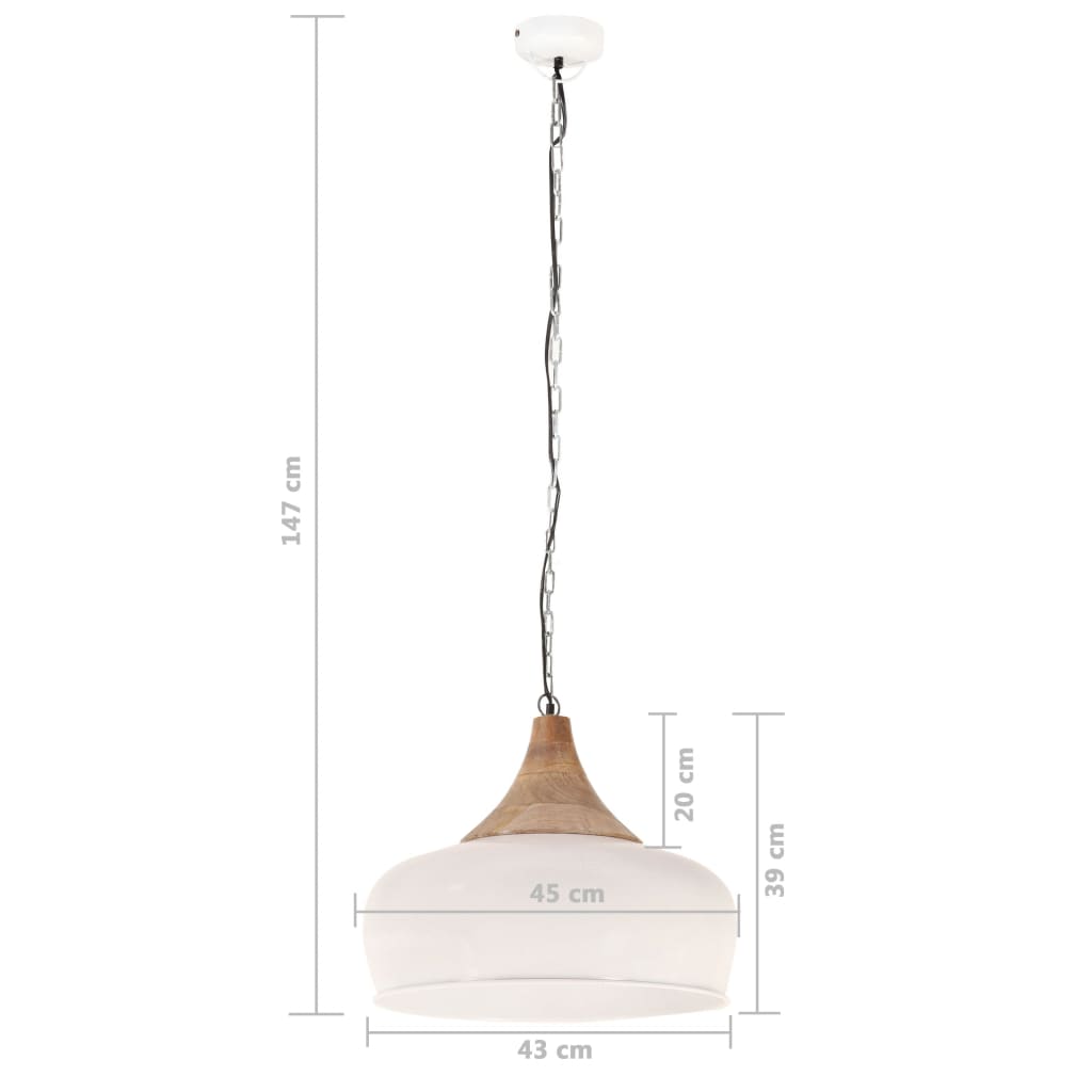 vidaXL Hanglamp industrieel E27 45 cm ijzer en massief hout wit