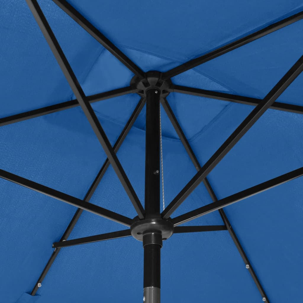 vidaXL Parasol met LED's en stalen paal 2x3 m azuurblauw
