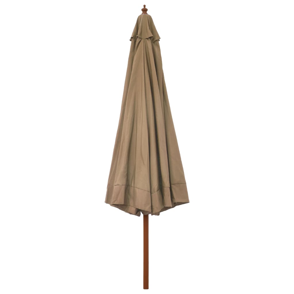 vidaXL Parasol met houten paal 330 cm taupe