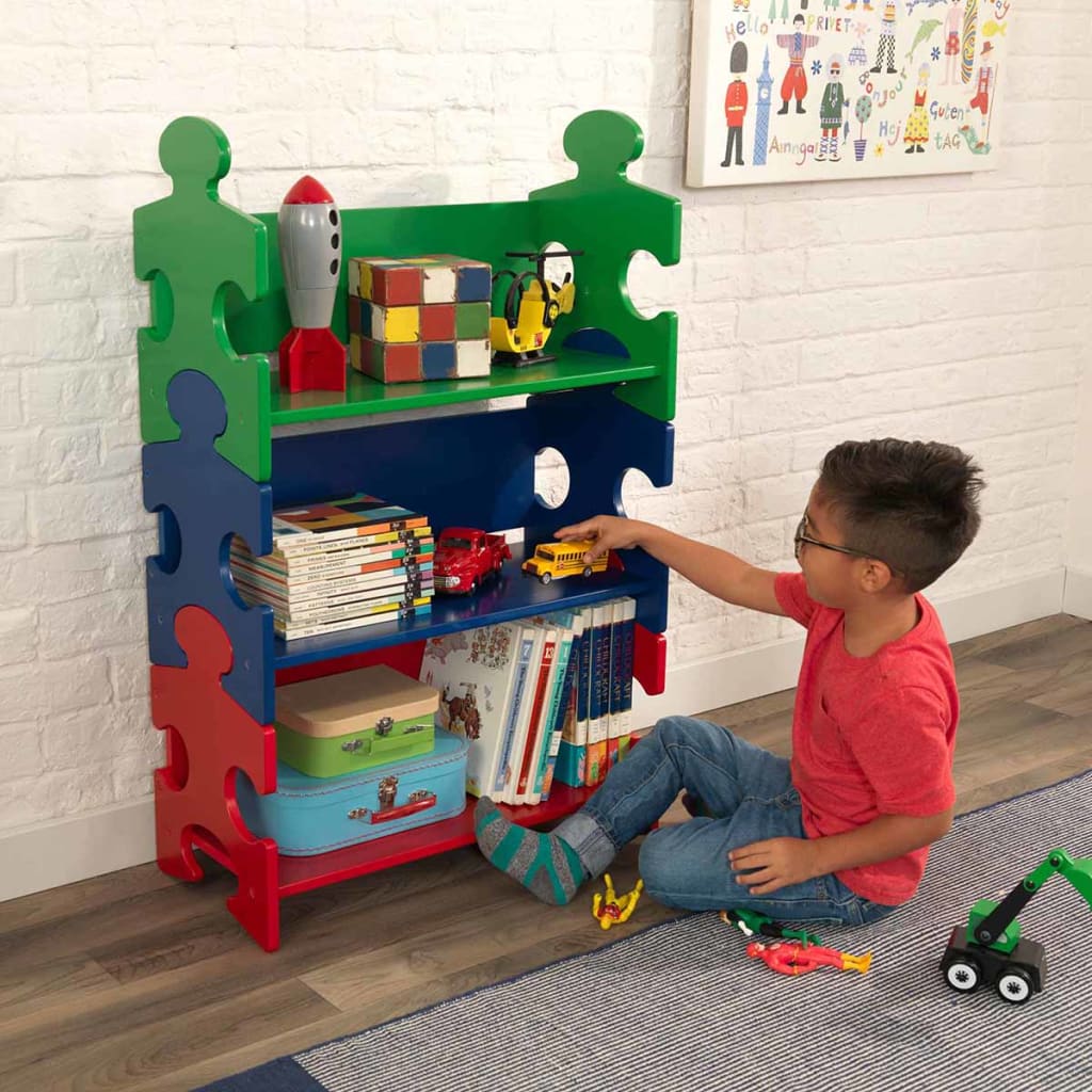 KidKraft Kinder boekenkast puzzel meerkleurig 62,7x29,5x97,2 cm 14400