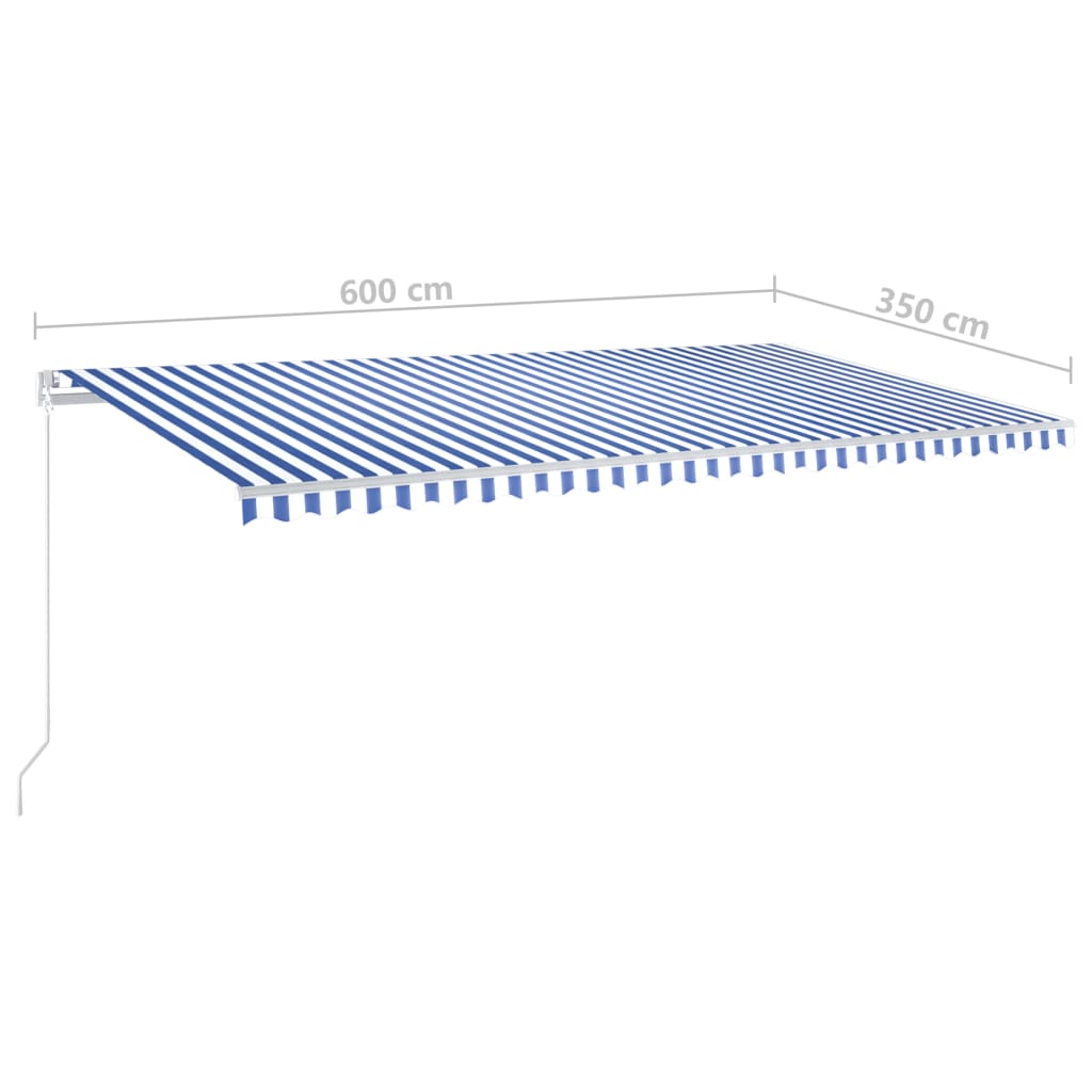 vidaXL Luifel automatisch uittrekbaar met palen 6x3,5 m blauw en wit