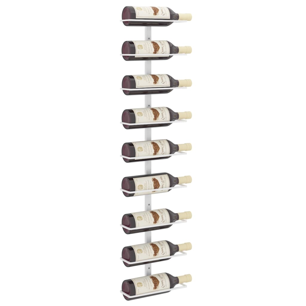 vidaXL Wijnrek voor 9 flessen wandmontage ijzer wit