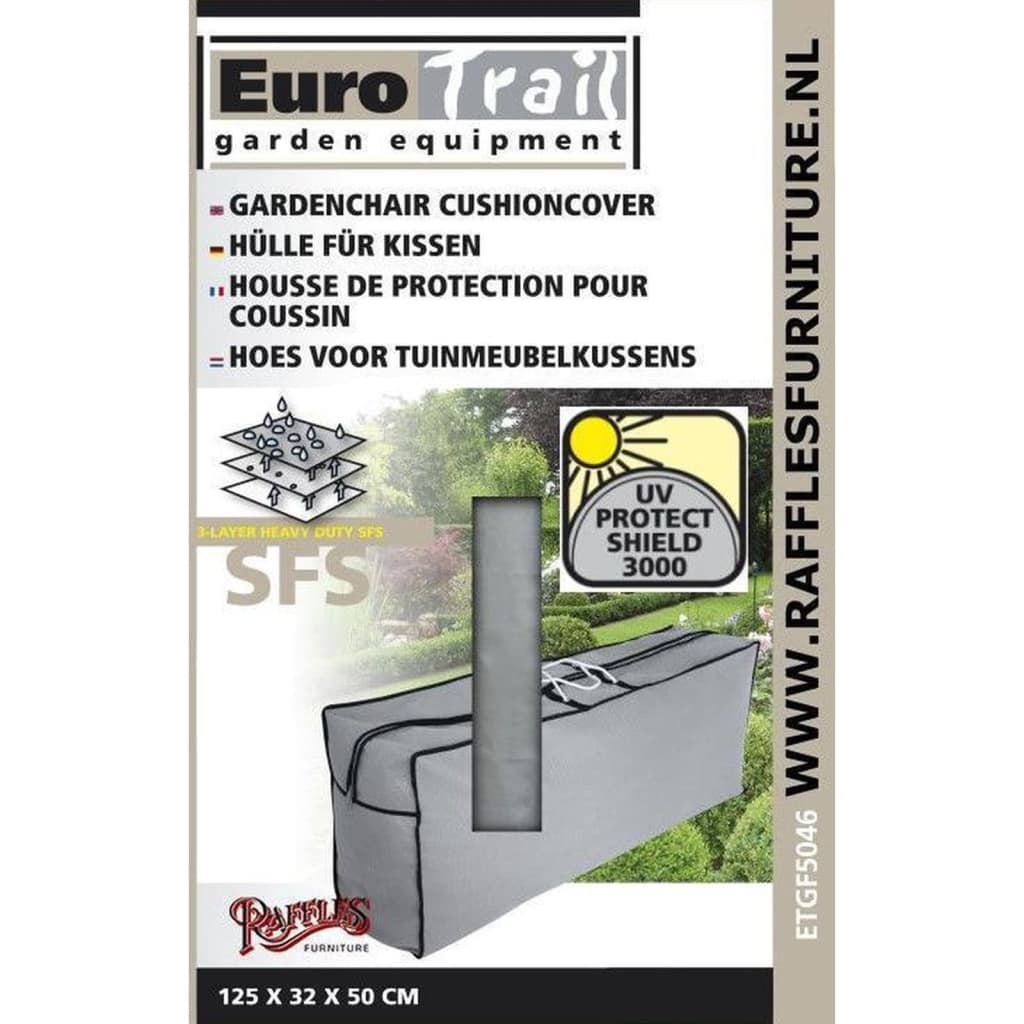 125*32*50cm Eurotrail Draagtas voor tuinmeubelkussen SFS Grijs 