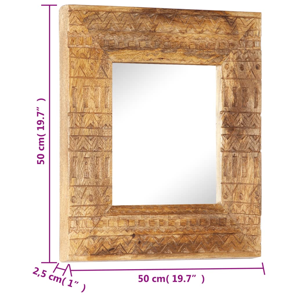 vidaXL Spiegel handgesneden 50x50x2,5 cm massief mangohout