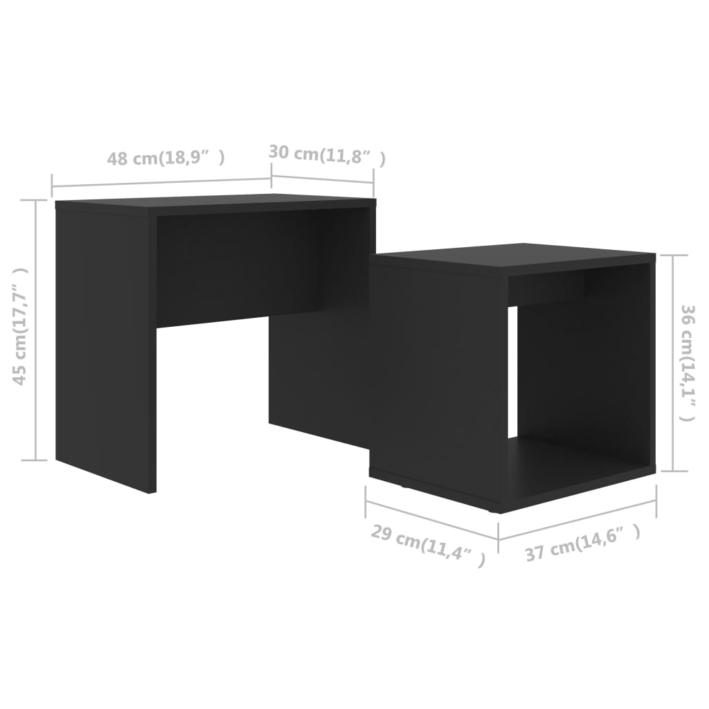vidaXL Salontafelset 48x30x45 cm spaanplaat zwart