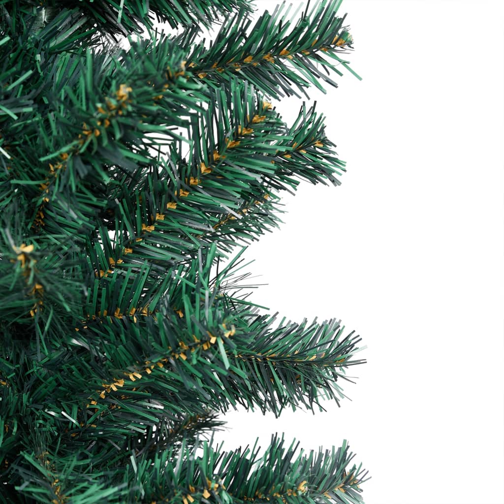 vidaXL Kunstkerstboom met verlichting en kerstballen smal 210 cm groen