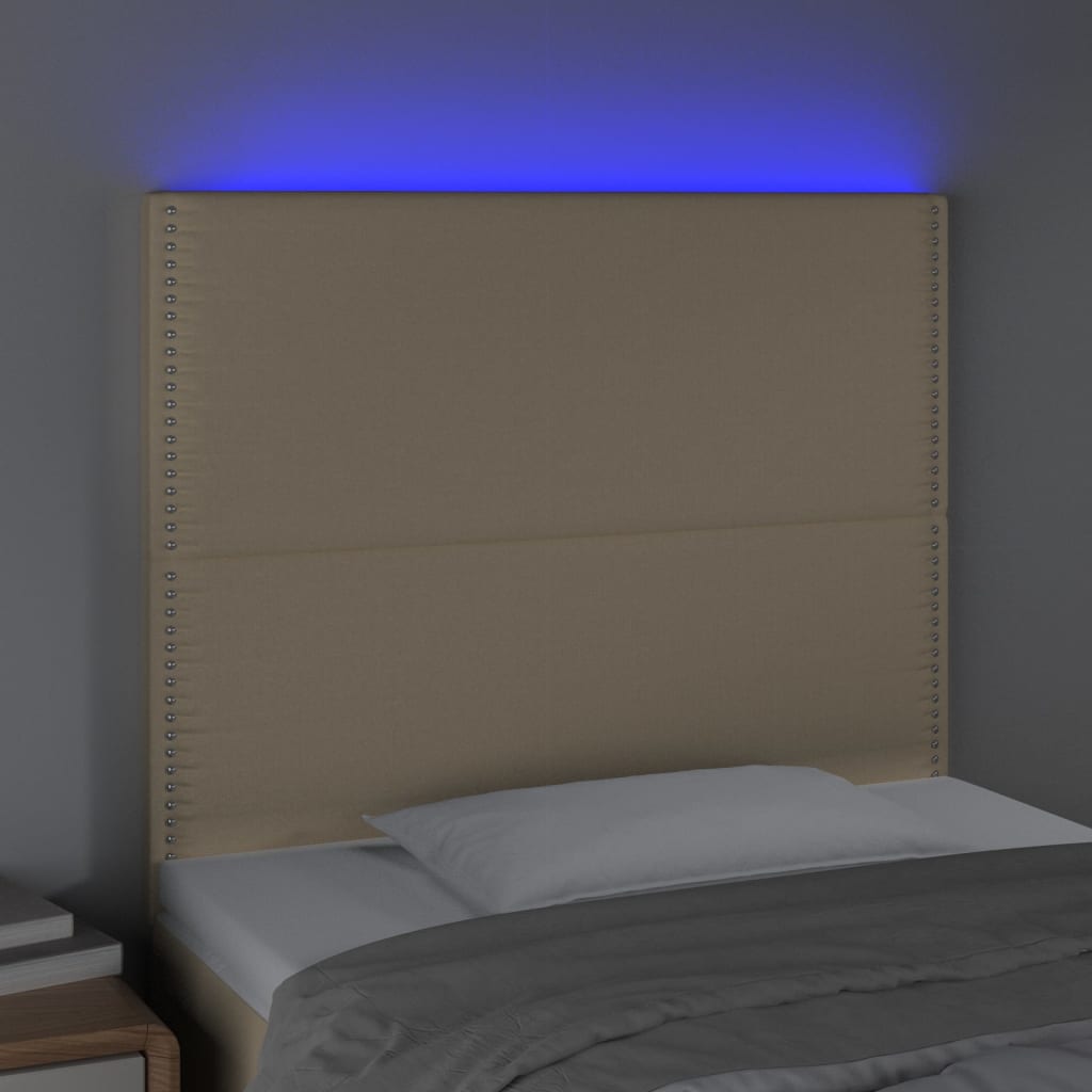 vidaXL Hoofdbord LED 80x5x118/128 cm stof crèmekleurig