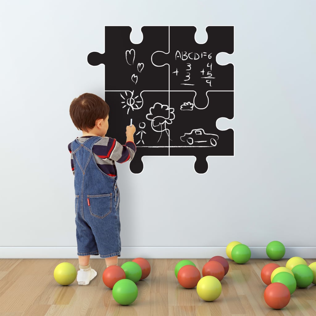 WALPLUS Krijtbord decoratiesticker puzzel 54x54 cm zwart