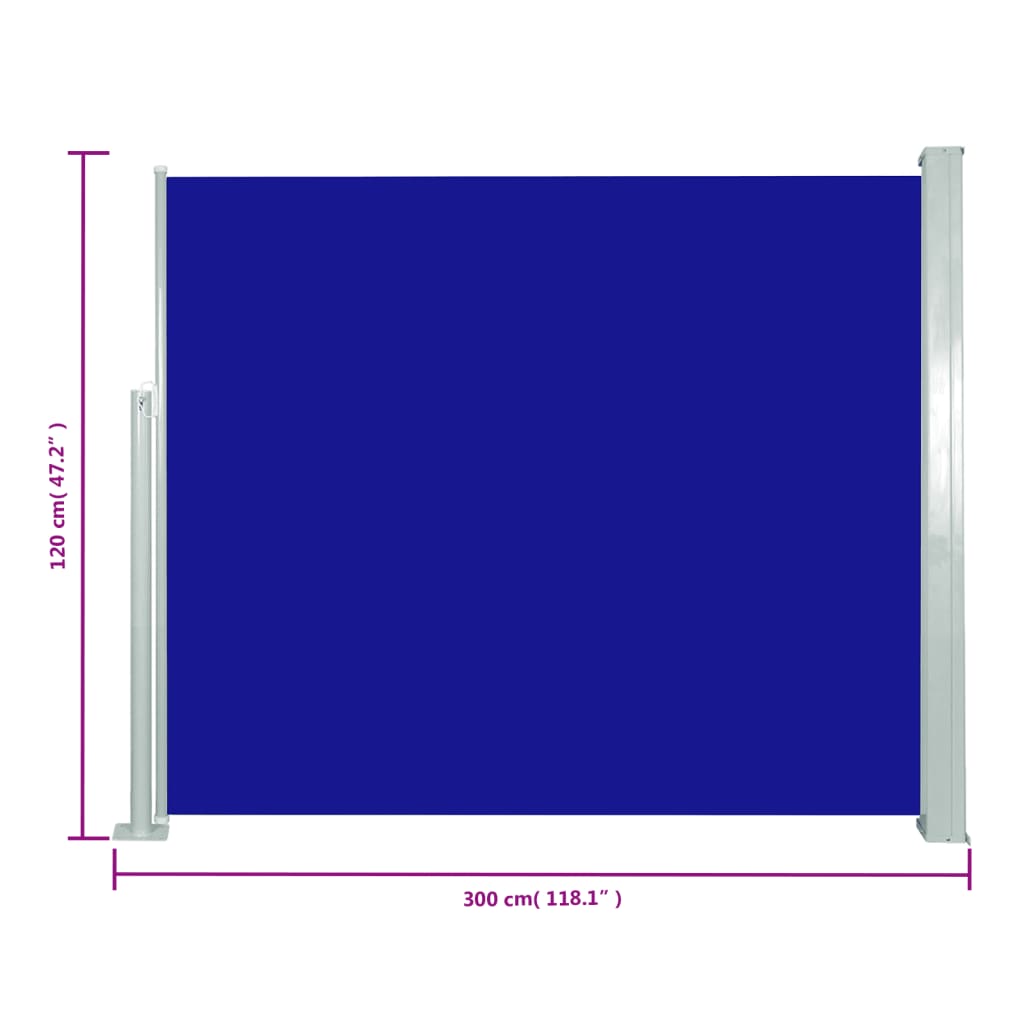vidaXL Windscherm uittrekbaar 120x300 cm blauw