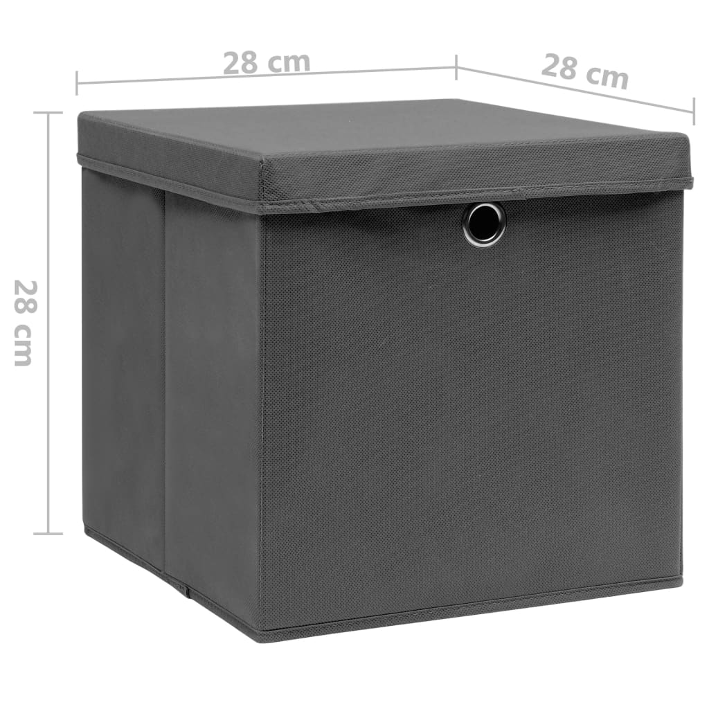 vidaXL Opbergboxen met deksel 4 st 28x28x28 cm zwart