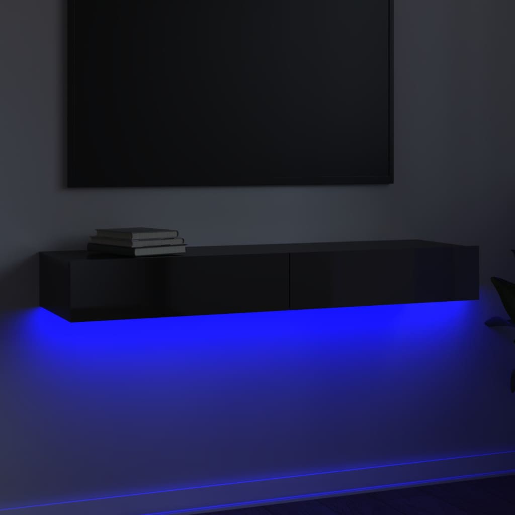 vidaXL Tv-meubel met LED-verlichting 120x35x15,5 cm hoogglans zwart