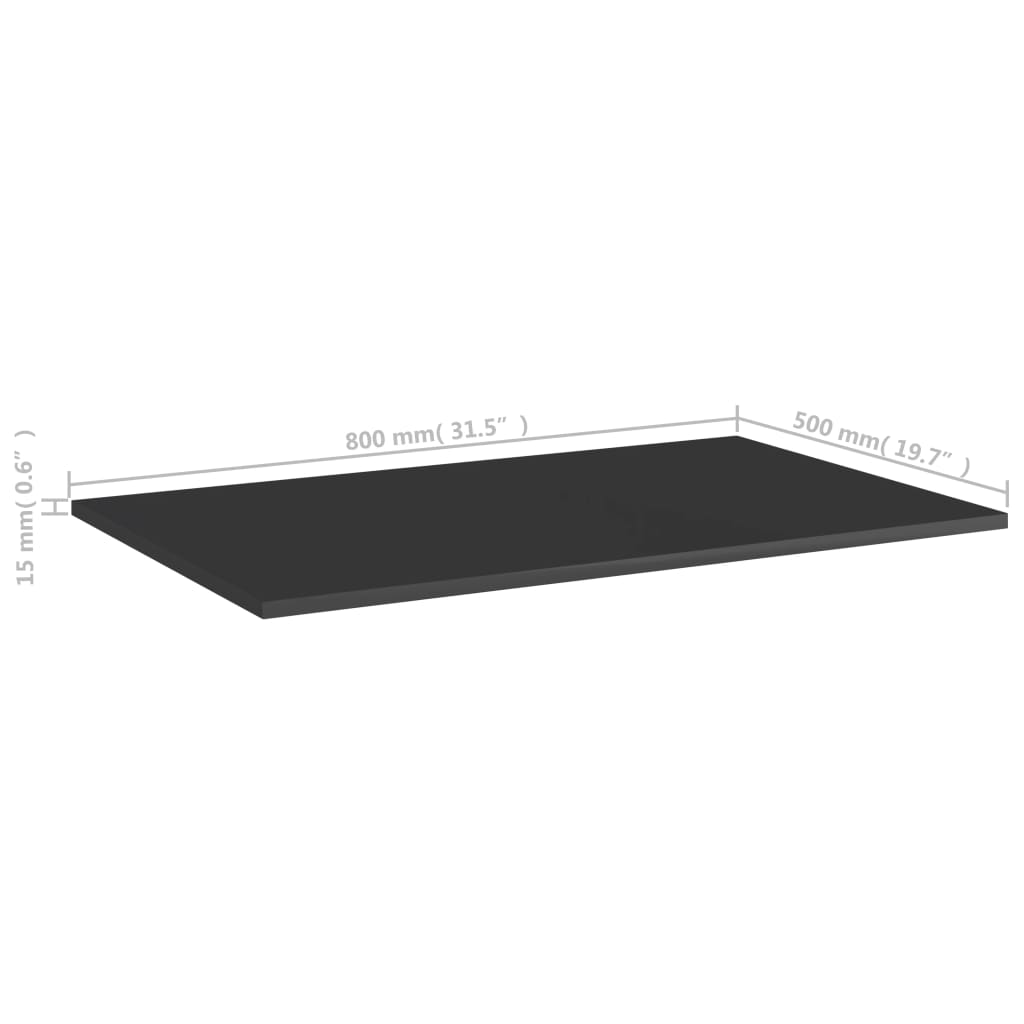 vidaXL Wandschappen 4 st 80x50x1,5 cm spaanplaat hoogglans zwart