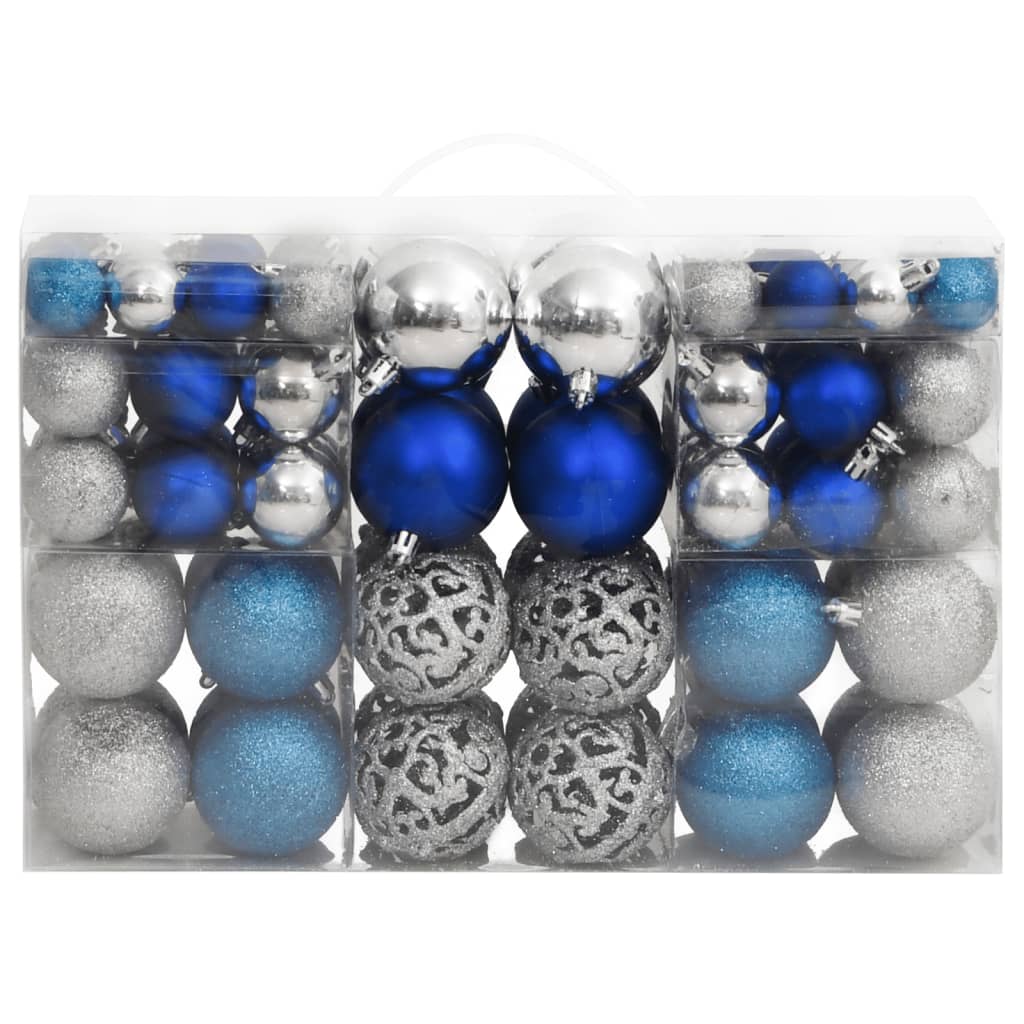 vidaXL Kerstballen 100 st 3/4/6 cm blauw en zilverkleurig