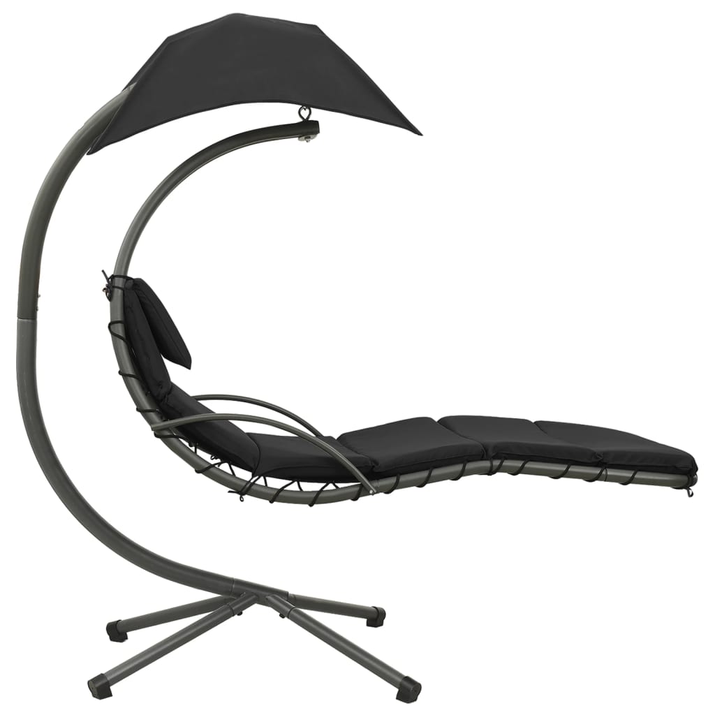 vidaXL Tuinschommelstoel 190x90x200 cm stof zwart en grijs